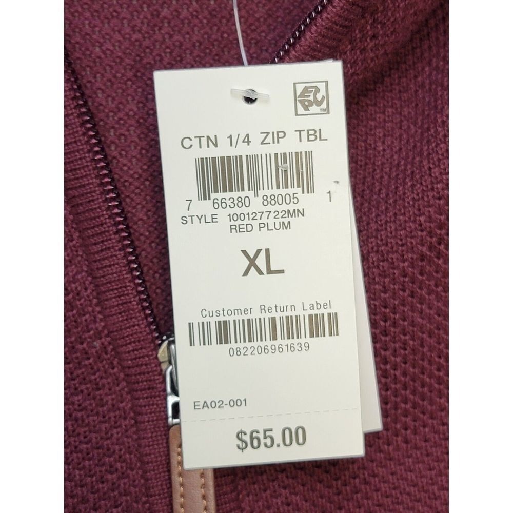 Club Room Sweater Mens XL Red Plum Mock Neck 1/4 Zip Pullover Long Sleeve NWT - Picture 7 of 8